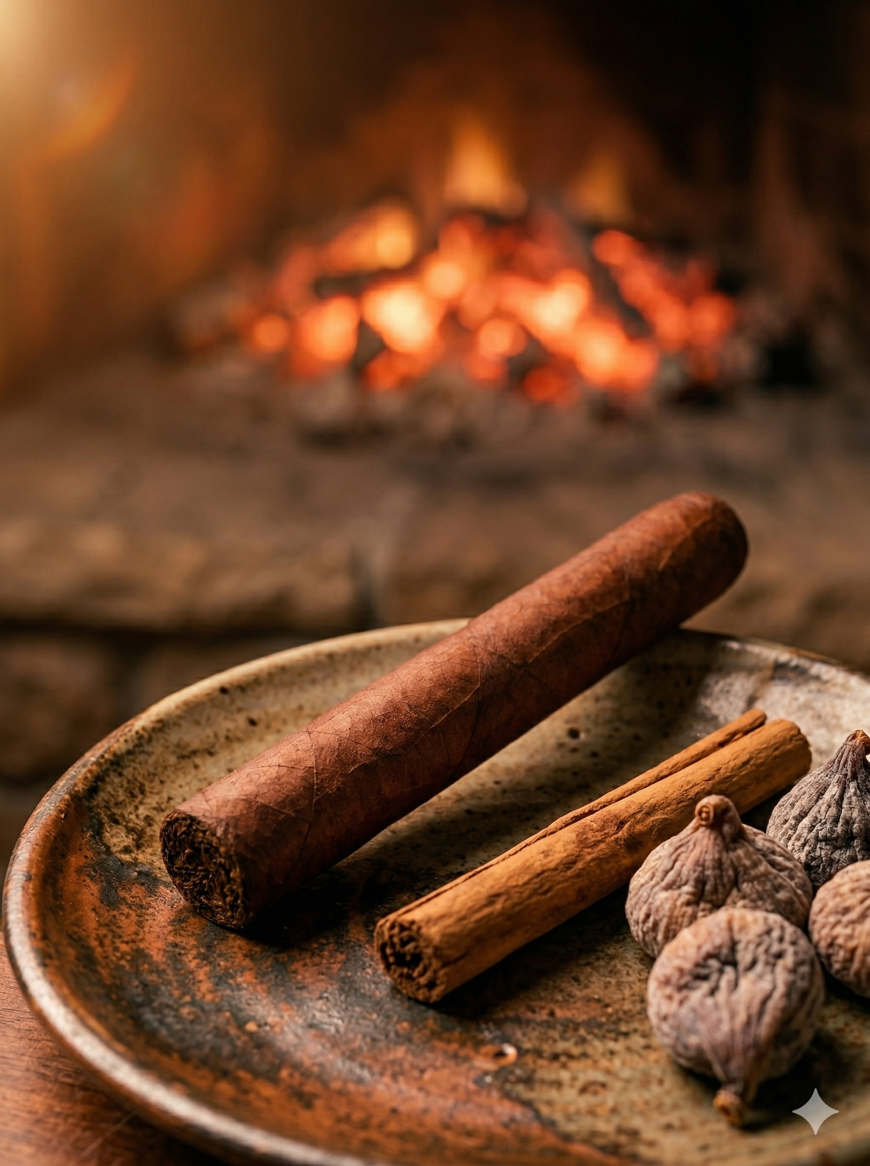 Foc și Vatră cigars stacked in a wooden tray